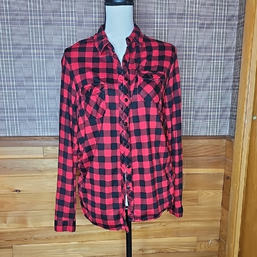Eden & Olivia Red and Black Checkered Shirt